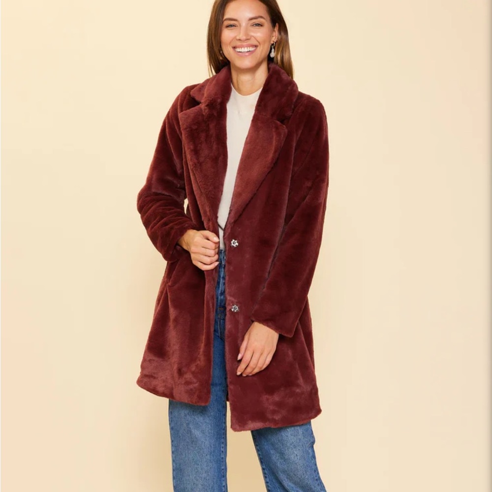 Skies and Blue Teddy Faux Fur Coat